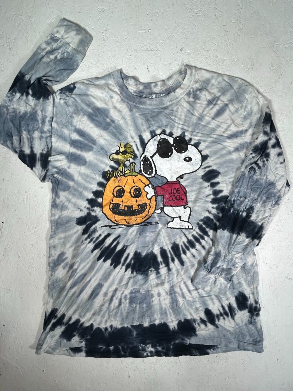 Peanuts Snoopy Joe Cool Halloween Shirt Adult XL Tie Dye Long Sleeve Pumpkin